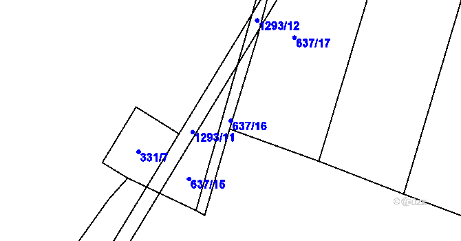Parcela st. 637/16 v KÚ Slatiny, Katastrální mapa