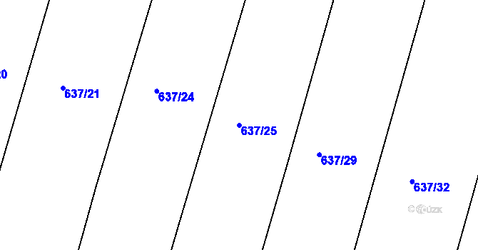 Parcela st. 637/25 v KÚ Slatiny, Katastrální mapa