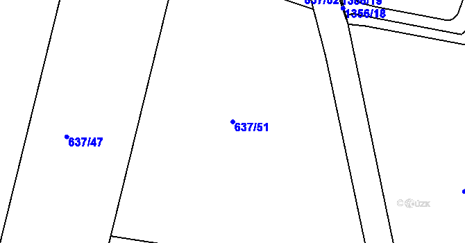 Parcela st. 637/51 v KÚ Slatiny, Katastrální mapa
