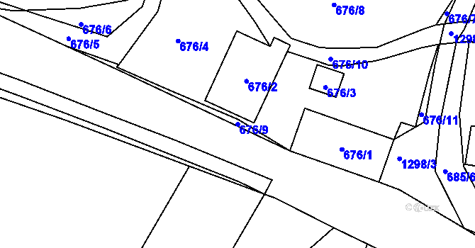 Parcela st. 676/9 v KÚ Slatiny, Katastrální mapa