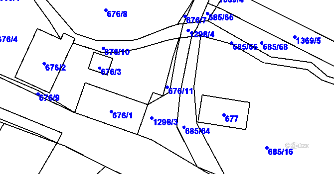 Parcela st. 676/11 v KÚ Slatiny, Katastrální mapa