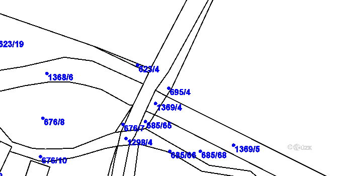 Parcela st. 695/4 v KÚ Slatiny, Katastrální mapa