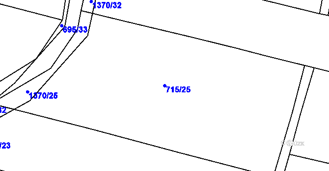 Parcela st. 715/25 v KÚ Slatiny, Katastrální mapa