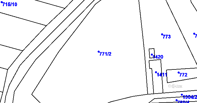 Parcela st. 771/2 v KÚ Slatiny, Katastrální mapa