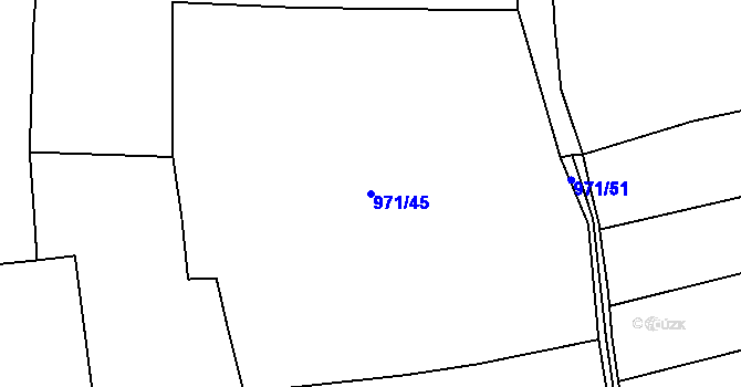 Parcela st. 971/45 v KÚ Slatiny, Katastrální mapa