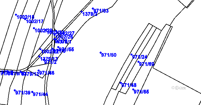 Parcela st. 971/50 v KÚ Slatiny, Katastrální mapa