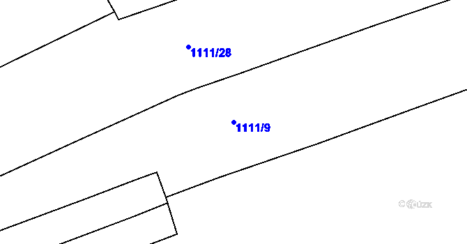 Parcela st. 1111/9 v KÚ Slatiny, Katastrální mapa
