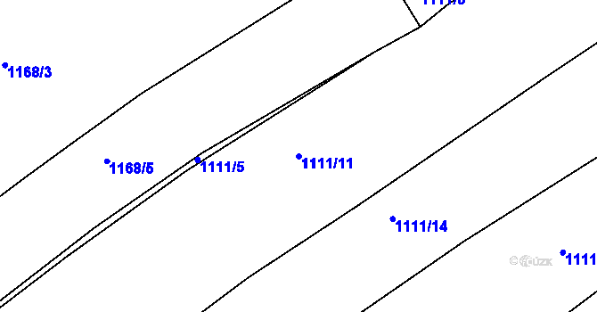 Parcela st. 1111/11 v KÚ Slatiny, Katastrální mapa