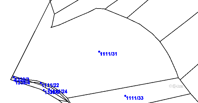 Parcela st. 1111/31 v KÚ Slatiny, Katastrální mapa