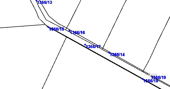 Parcela st. 1366/17 v KÚ Slatiny, Katastrální mapa