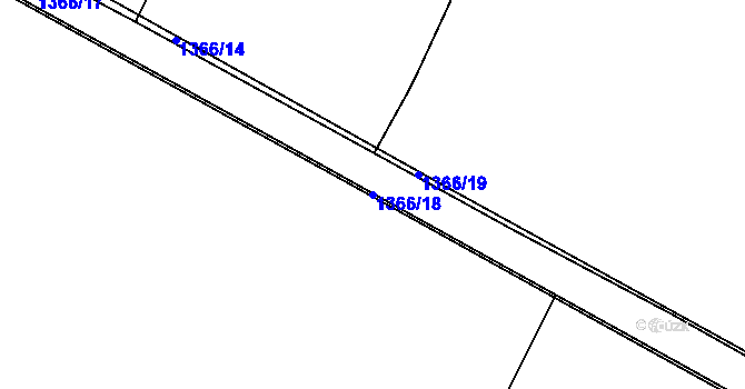 Parcela st. 1366/18 v KÚ Slatiny, Katastrální mapa