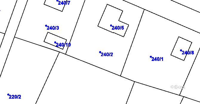 Parcela st. 240/2 v KÚ Slatiny, Katastrální mapa