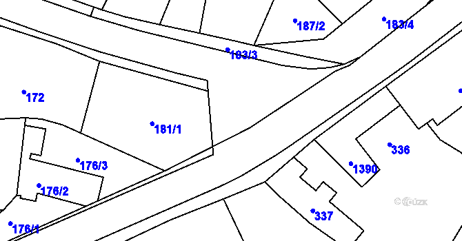Parcela st. 181/2 v KÚ Slatiny, Katastrální mapa