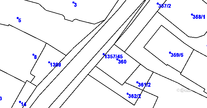 Parcela st. 1357/45 v KÚ Slatiny, Katastrální mapa