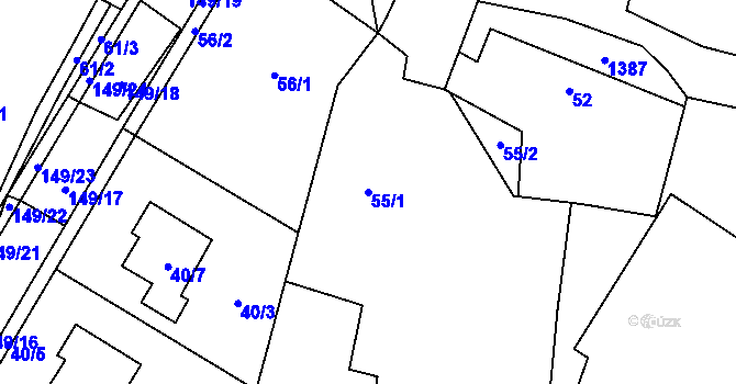 Parcela st. 55/1 v KÚ Slatiny, Katastrální mapa