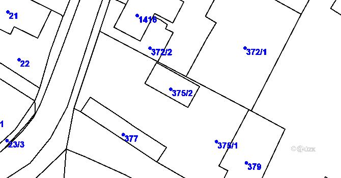 Parcela st. 375/2 v KÚ Slatiny, Katastrální mapa