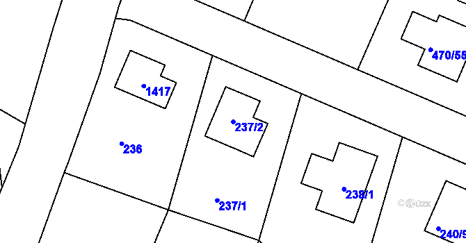 Parcela st. 237/2 v KÚ Slatiny, Katastrální mapa