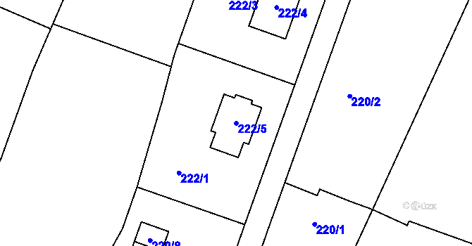 Parcela st. 222/5 v KÚ Slatiny, Katastrální mapa