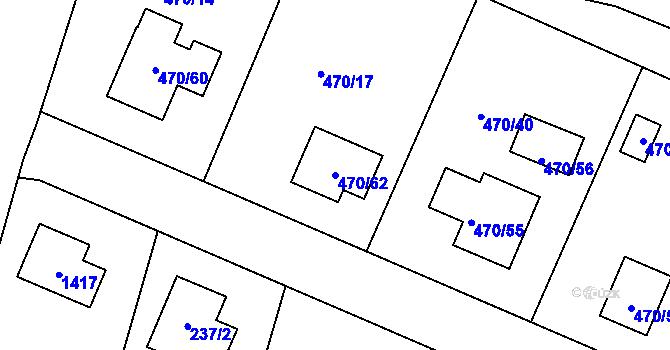 Parcela st. 470/62 v KÚ Slatiny, Katastrální mapa