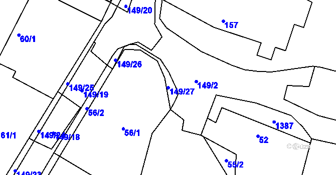 Parcela st. 149/27 v KÚ Slatiny, Katastrální mapa