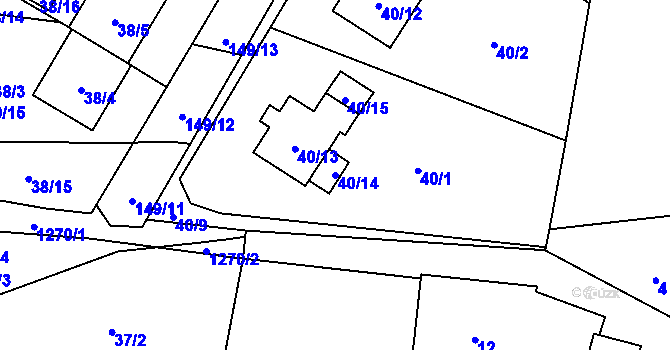 Parcela st. 40/14 v KÚ Slatiny, Katastrální mapa