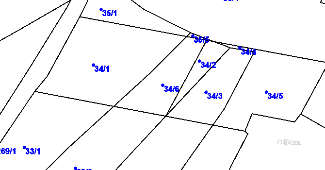 Parcela st. 34/6 v KÚ Slatiny, Katastrální mapa