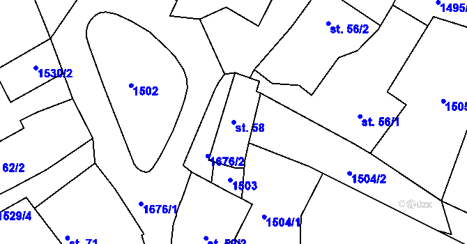 Parcela st. 58 v KÚ Dobrkovská Lhotka, Katastrální mapa