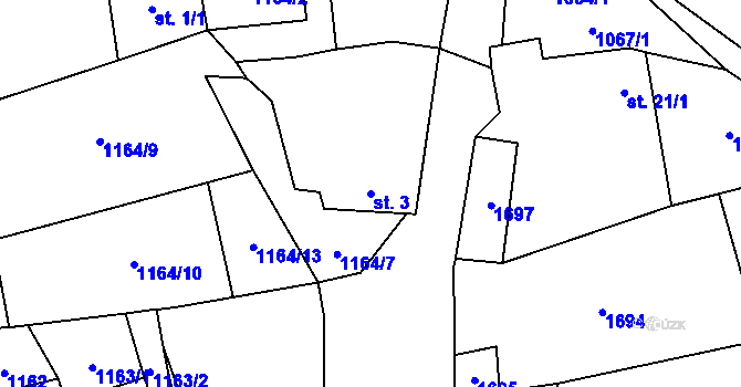 Parcela st. 3 v KÚ Keblany, Katastrální mapa