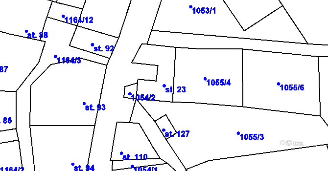 Parcela st. 23 v KÚ Keblany, Katastrální mapa