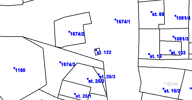 Parcela st. 122 v KÚ Keblany, Katastrální mapa