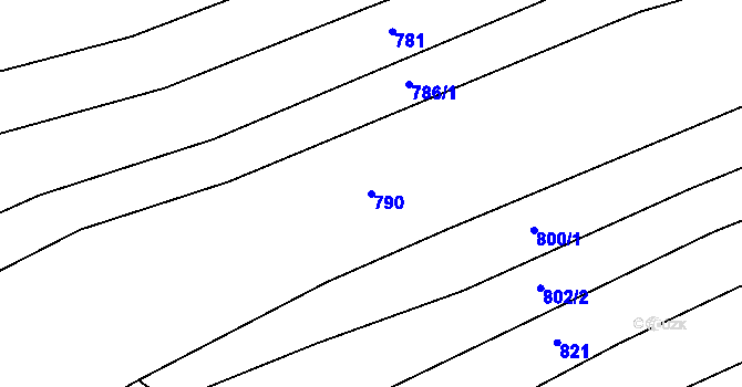 Parcela st. 790 v KÚ Keblany, Katastrální mapa