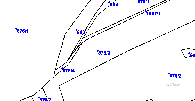 Parcela st. 878/3 v KÚ Keblany, Katastrální mapa