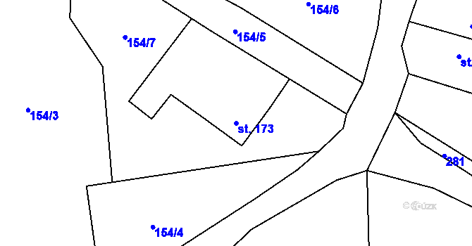 Parcela st. 173 v KÚ Mohuřice, Katastrální mapa