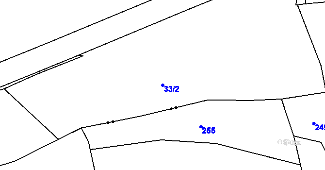 Parcela st. 33/2 v KÚ Mohuřice, Katastrální mapa