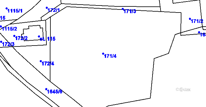 Parcela st. 171/4 v KÚ Mohuřice, Katastrální mapa