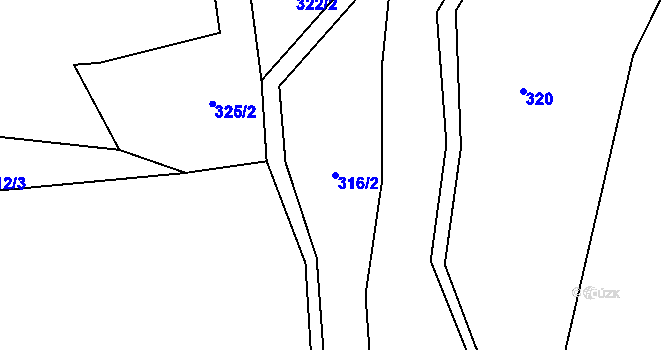 Parcela st. 316/2 v KÚ Mohuřice, Katastrální mapa