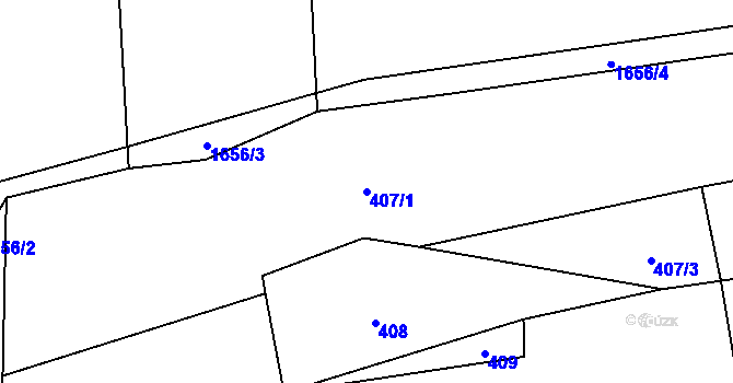 Parcela st. 407/1 v KÚ Mohuřice, Katastrální mapa