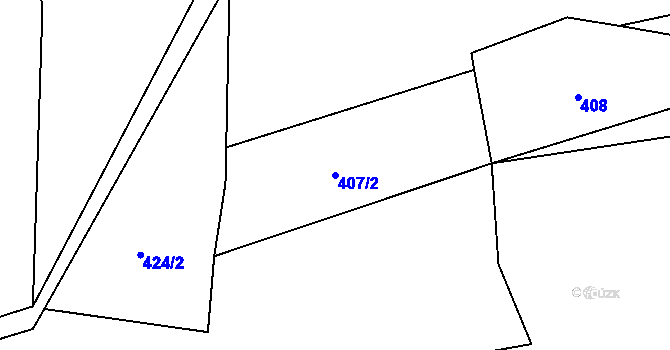 Parcela st. 407/2 v KÚ Mohuřice, Katastrální mapa