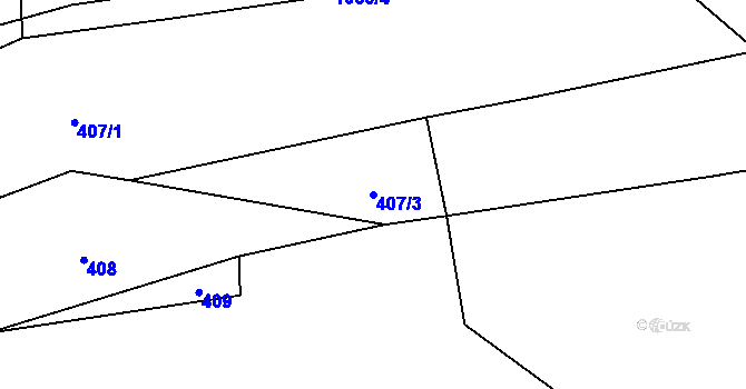 Parcela st. 407/3 v KÚ Mohuřice, Katastrální mapa