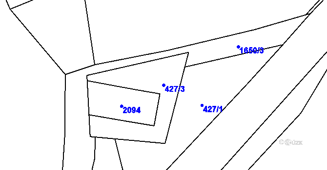 Parcela st. 427/3 v KÚ Mohuřice, Katastrální mapa