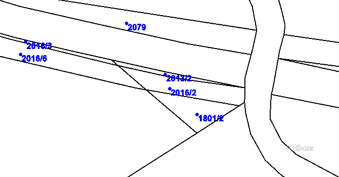 Parcela st. 2016/2 v KÚ Mohuřice, Katastrální mapa