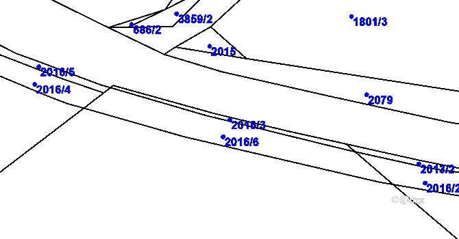 Parcela st. 2016/3 v KÚ Mohuřice, Katastrální mapa