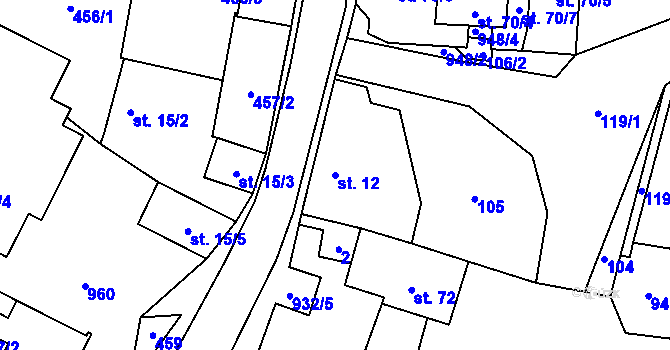 Parcela st. 12 v KÚ Slavče u Trhových Svinů, Katastrální mapa