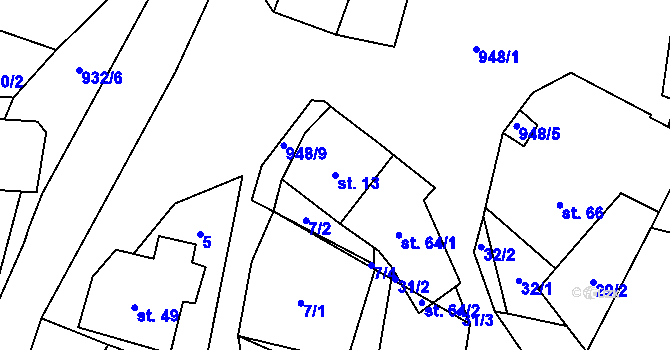 Parcela st. 13 v KÚ Slavče u Trhových Svinů, Katastrální mapa