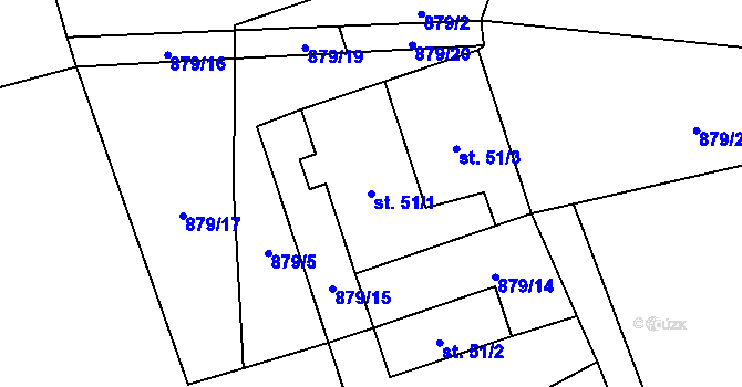 Parcela st. 51/1 v KÚ Slavče u Trhových Svinů, Katastrální mapa