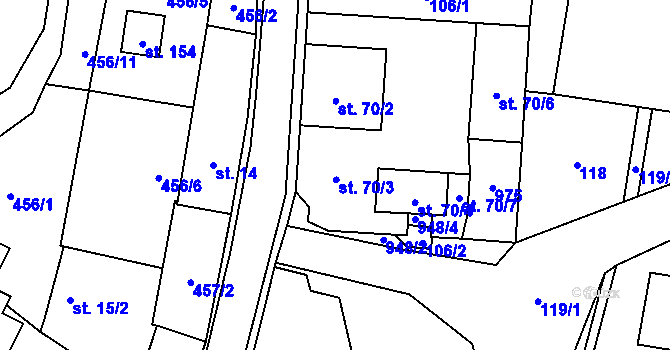 Parcela st. 70/3 v KÚ Slavče u Trhových Svinů, Katastrální mapa