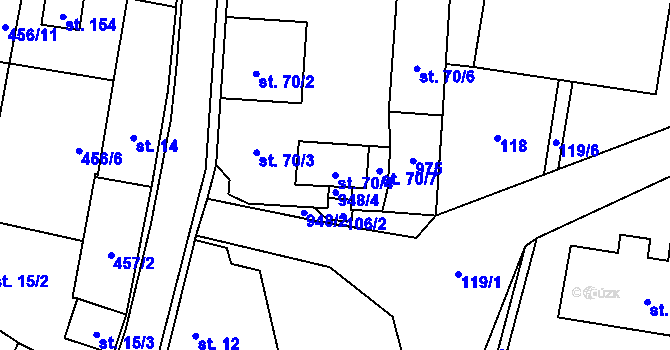 Parcela st. 70/4 v KÚ Slavče u Trhových Svinů, Katastrální mapa