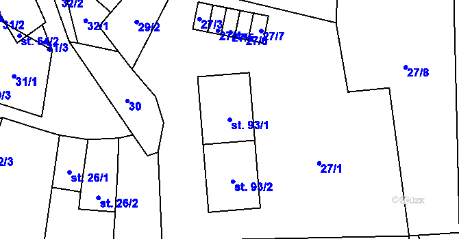 Parcela st. 93/1 v KÚ Slavče u Trhových Svinů, Katastrální mapa