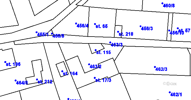 Parcela st. 115 v KÚ Slavče u Trhových Svinů, Katastrální mapa