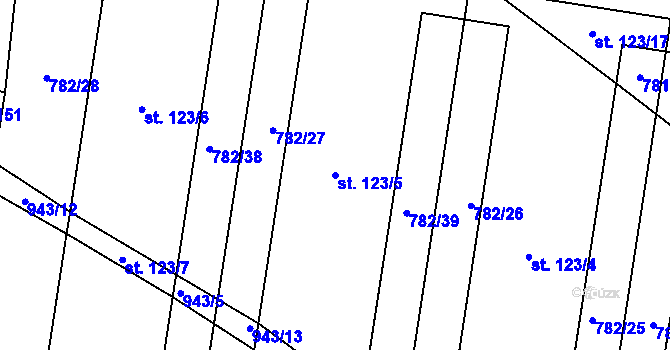 Parcela st. 123/5 v KÚ Slavče u Trhových Svinů, Katastrální mapa